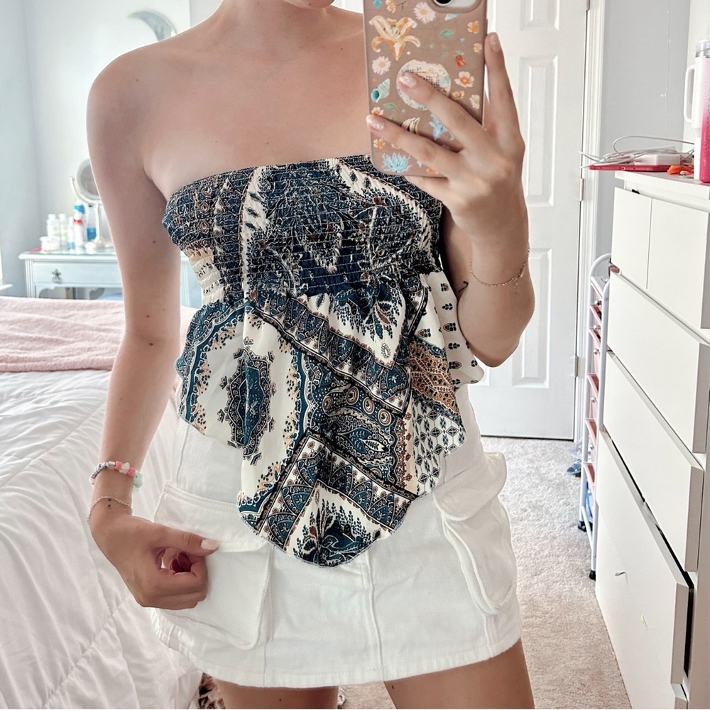Bandana Smocked Tie Tube Top